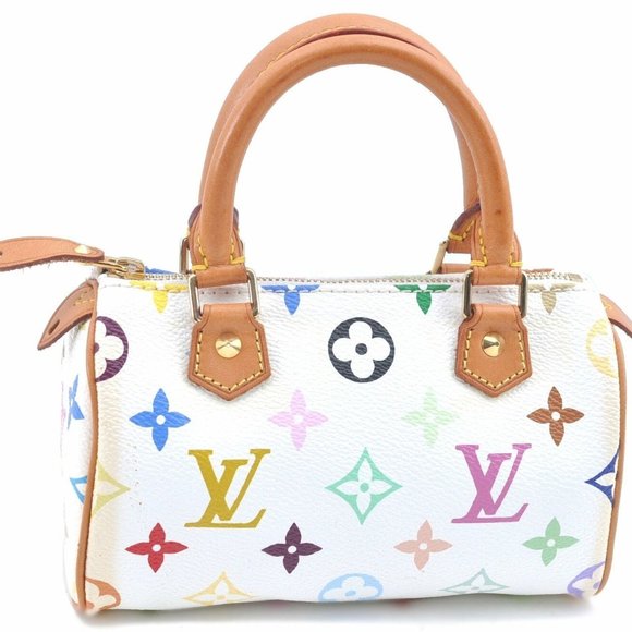 Multicolor Mini Speedy White Hand Bag - Picture 1 of 12